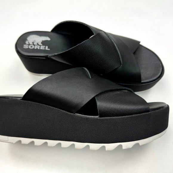 Sorel Cameron Flatform Mule Sandals Women 7.5 EUC Comfortable Open Toe Black - Picture 3 of 10